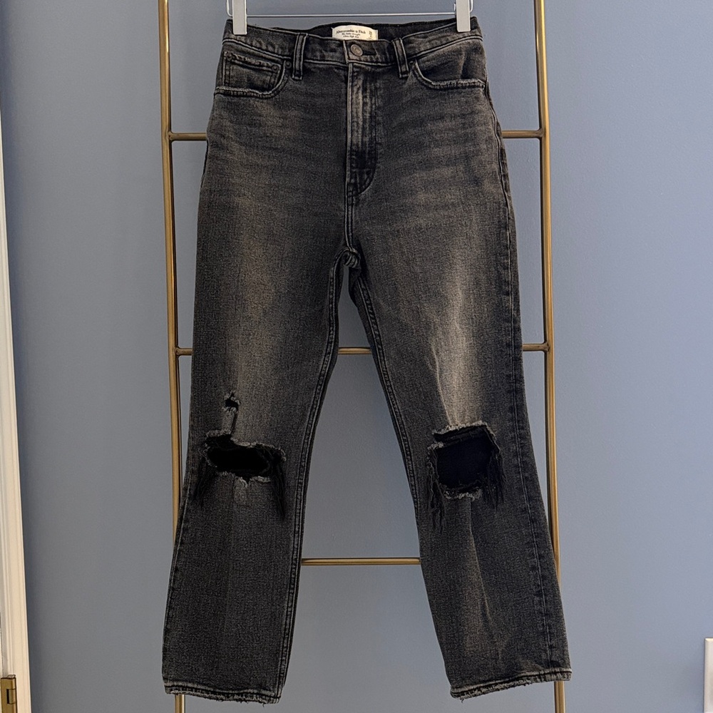 Abercrombie & Fitch Ankle Strait Ultra High Rise Black Jeans